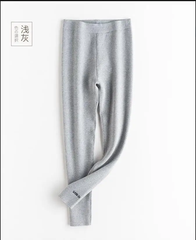 light grey Женские тонкие хлопковые леггинсы, женские зимние брюки, женские леггинсы, зимние осенние теплые штаны, женская одежда Z246 - Цвет: light grey