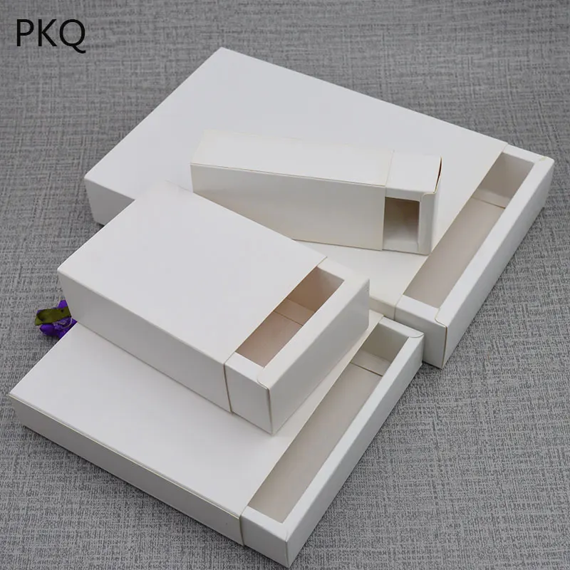 10pcs Square Drawer Box White/Brown Kraft Paper Boxes Blank Cardboard Gift Boxes Handmade Candy Soap Package Boxes 15*15*5.2cm
