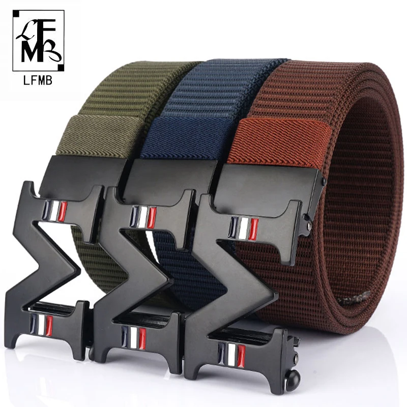 [LFMB]Men Belt Nylon Tactical Army For Trousers Metal Buckle Canvas Belts Outdoor Training Black Military Waist | Аксессуары для