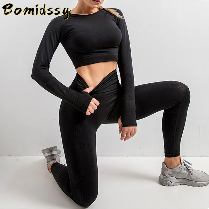 Женские Бесшовные Леггинсы с высокой талией амортизирующий спортивный