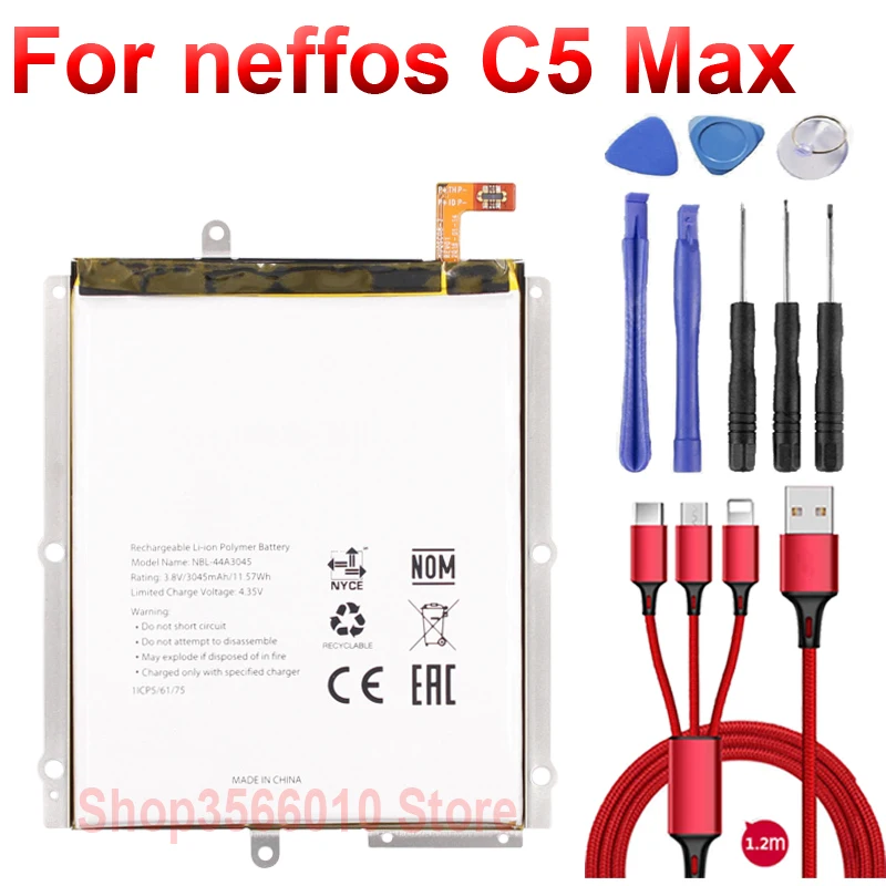 NBL-44A3045 запасная батарея для neffos C5 Max TP702A B C E Li-Ion bateria литий-полимерная + usb-кабель