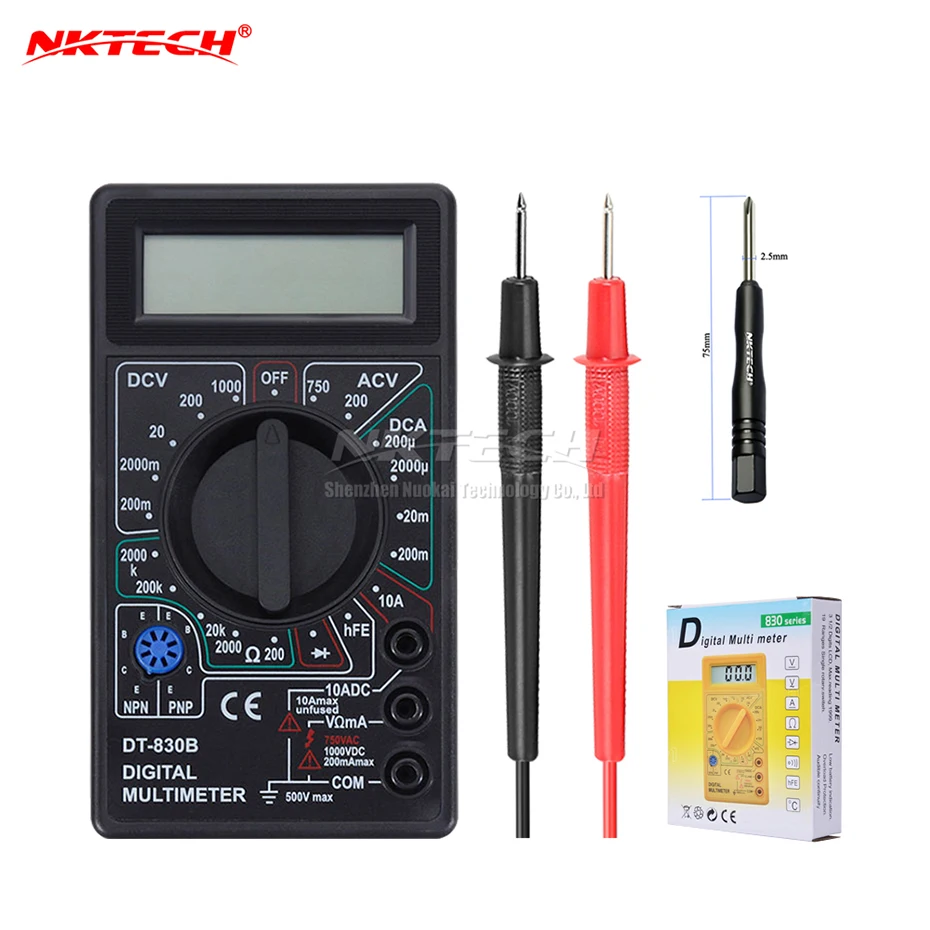 

NKTECH DT830B MINI LCD Digital Multimeter Electric Voltmeter Ammeter Ohmmeter AC/DC 750/1000V Amp Volt Ohm Tester multi meter