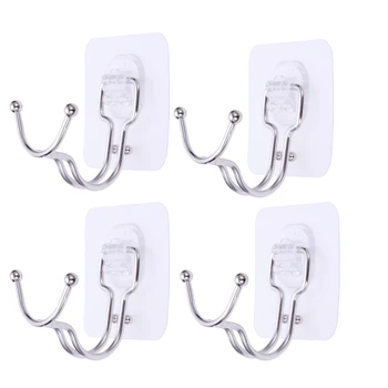 

4pc Stainless Steel Suction Hook Bathroom Kitchen Vacuum Suction Hook Strong Suction Hanger Organizer Holder for Shower Towel A3