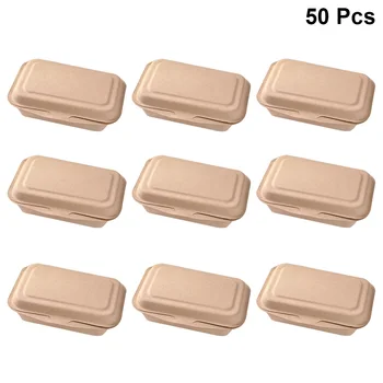 

50pcs 600ml Hamburger Containers Disposable 600ml Paper Eco-friendly Doggy Box Lunch Boxes for Take-out Restaurant Snack Bar