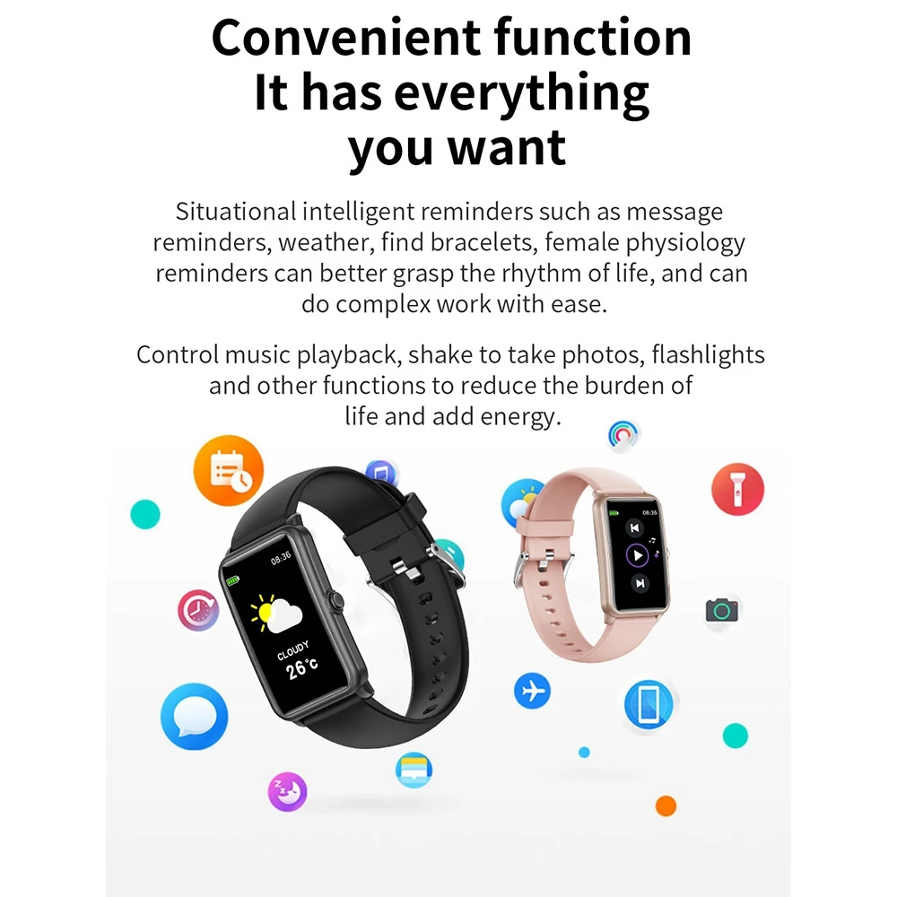 H86 Smart Watch Bracelet Women Smartwatch Sport Clock Heart Rate Monitor Female Menstrual Cycle Information Reminder Wristwatch
