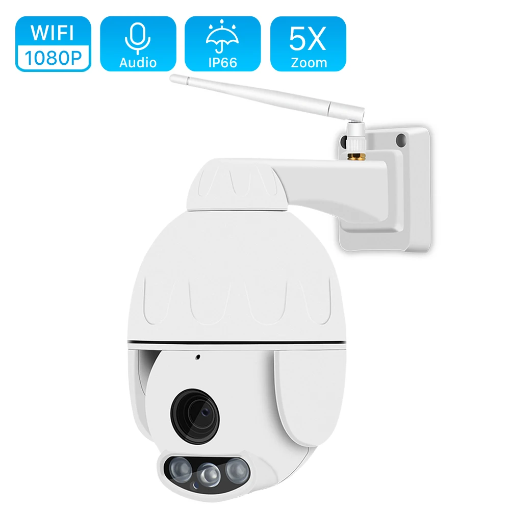 

1080P Wifi PTZ IP Camera Two Way Audio 5X Optical Zoom Auto Focus Lens 2MP Wireless CCTV IP Camera Outdoor P2P Onvif CamHi App