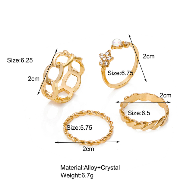 Punk Silver Color Chain Rings Set For Women Girls Fashion Pearl Irregular Finger Rings 2021 Female Knuckle Jewelry Gift