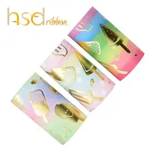 HSDRibbon 75 мм 3 дюймов дизайнерские Пользовательские мороженого золото Фольга напечатаны на корсажная лента