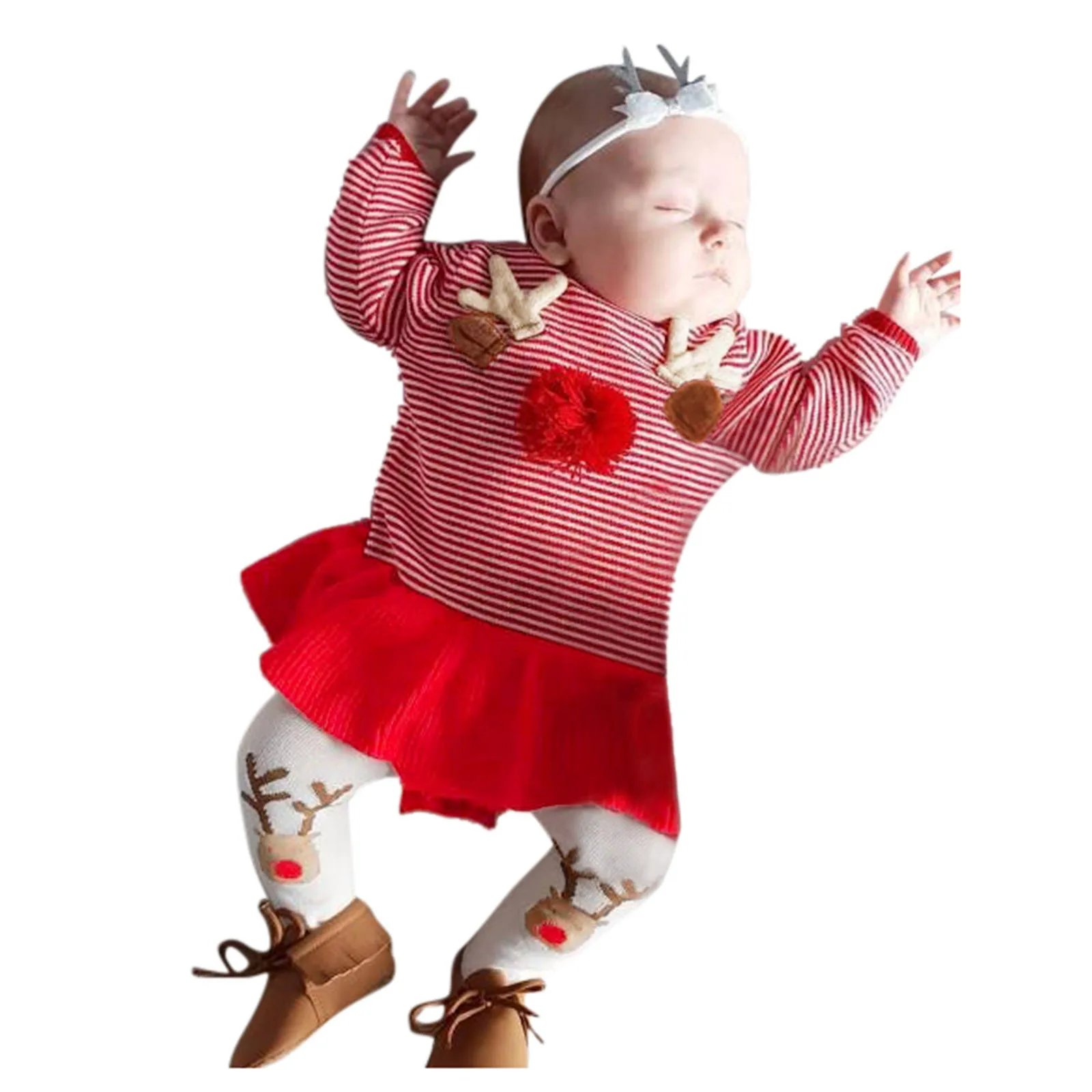 Baby Girls Boys Striped flower clothes suit newborn kids Stereoscopic Ruffle Top+Print Pants Set infant long seelve | Детская одежда и