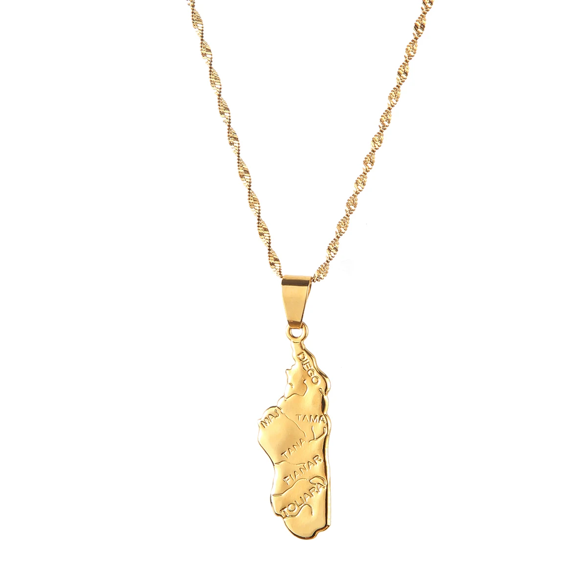 Fashion Madagascar Map Pendant Necklace Gold Color Malagasy Map Charm Jewelry 4