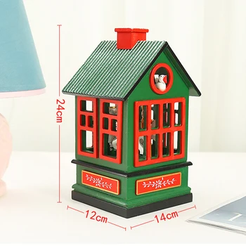 

Christmas ornaments Wooden Carousel Music Box House Decorations Cute Rotating Creative Design Tool Xmas atmosphere gift decor