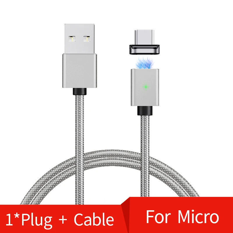 Магнитный usb-кабель Олаф, 3 А, быстрая зарядка, Micro USB type-C кабель для iPhone, samsung, Xiaomi, huawei, Магнитный зарядный кабель для телефона - Цвет: MicroUSB-Sliver