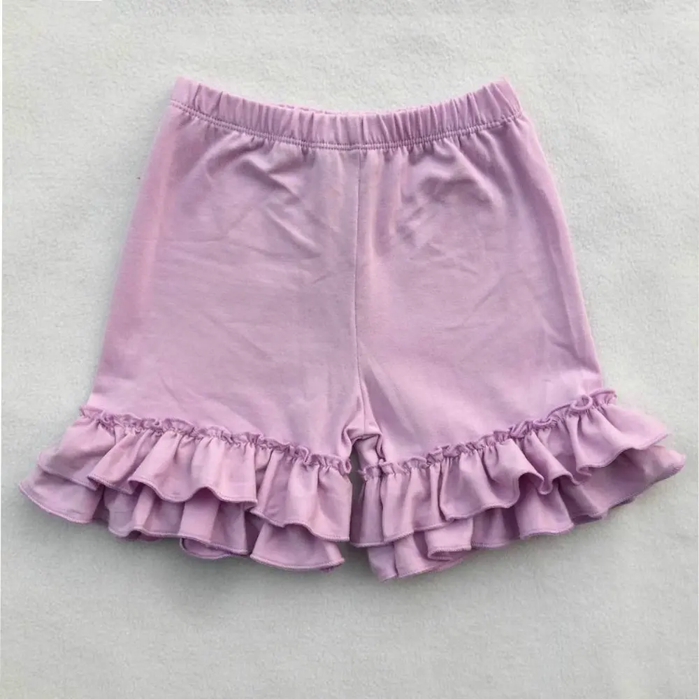 lavender LPZIHJY маленьких для девочек шорты с оборками однотонные, свободные брюки длины миди с детские шорты с эластичной талией, форма для льда, Шорты для девочек - Цвет: lavender