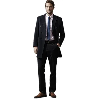 

Men's suit jacket with trousers wedding groom groomsman dress black double-breasted casual formal men's suit custom