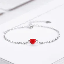 Счастливая Двусторонняя красное сердце Для женщин аксессуары браслет Творческий крест цепи производства Браслеты персик серебро Для женщин браслет
