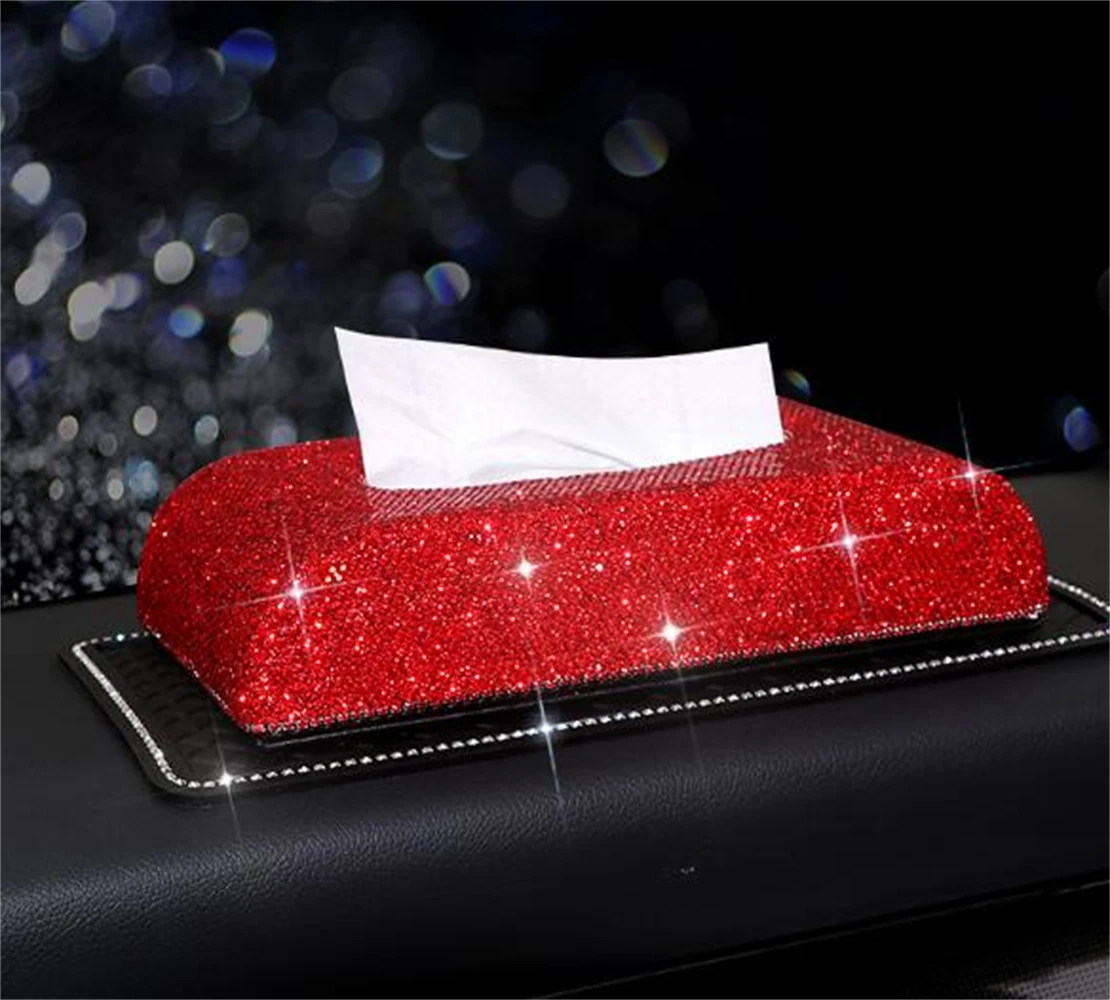 

Полностью Алмазный кристаллический кожаный Блестящий Стразы, автомобильный солнцезащитный козырек, коробка для салфеток из искусственной кожи, держатель с автоматическим зажимом, бумажная фотобумага