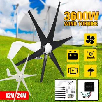 

3600W 12V 24 Volt Wind Turbines+Controller 6 Blade Horizontal Home Wind Generator Powers Windmill Energy Turbines Charge