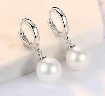 

charming 10-11mm south sea round white pearl earring 925s