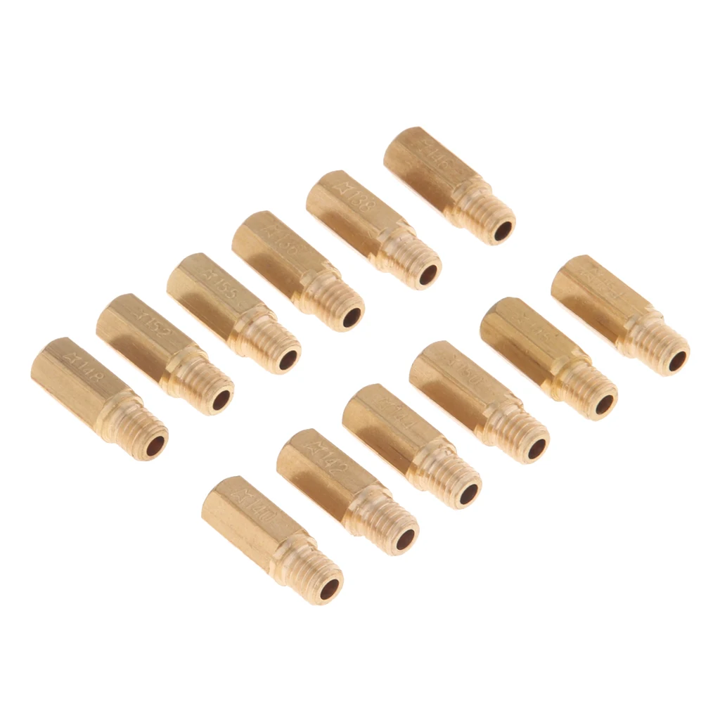 12pcs Carburetor Main Jet Kit 136 138 140 142 144 145 146 148 150 152 154 155 Size Replacement for Keihin OKO PE PWK