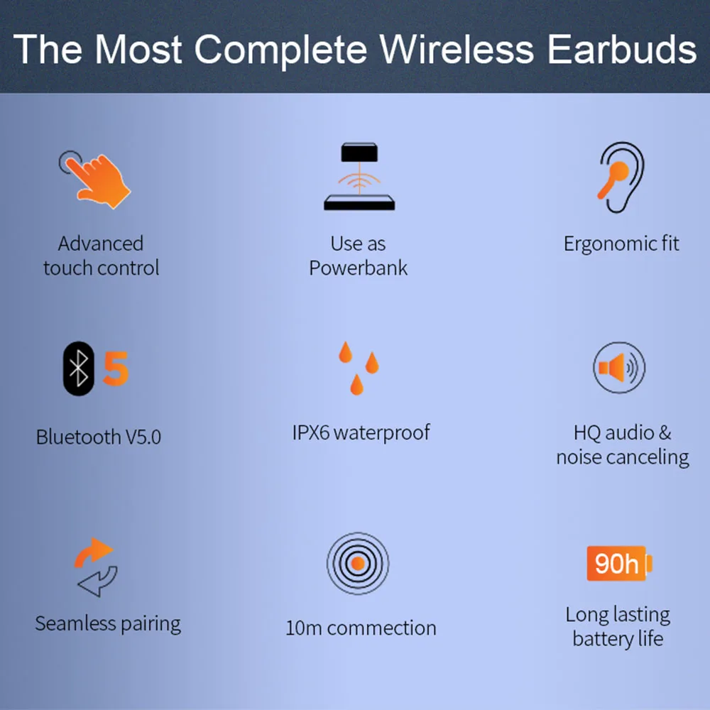 Kumi T3S беспроводные наушники Bluetooth 5 0 шумоподавление 3300 мАч с зарядным устройством