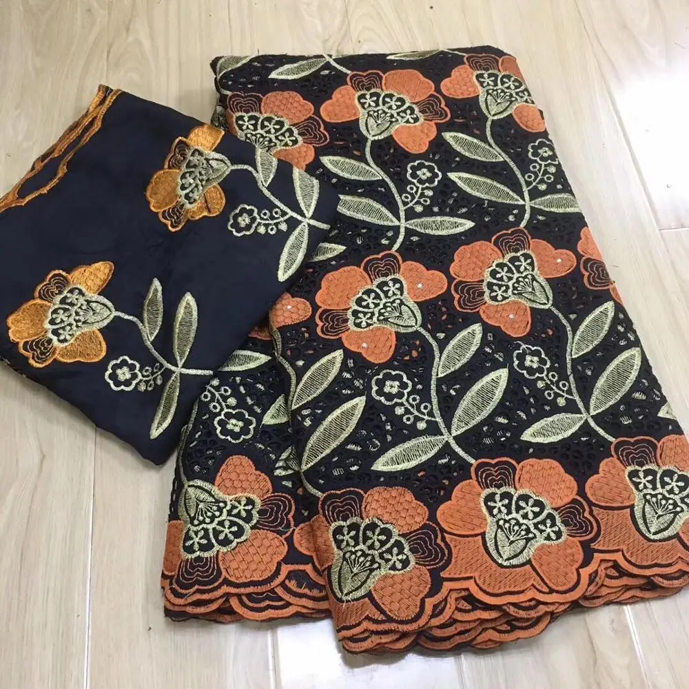 

black swiss voile Lace in switzerland dubai fabric 100%cotton tissu african swiss dry cut lace fabric 5+2yards