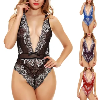 

Hot Women Lace Lingerie Printing Conjoined One-Piece Garment Sexy Underwear Lingerie Sleepwear Bra Set Conjunto de lenceria