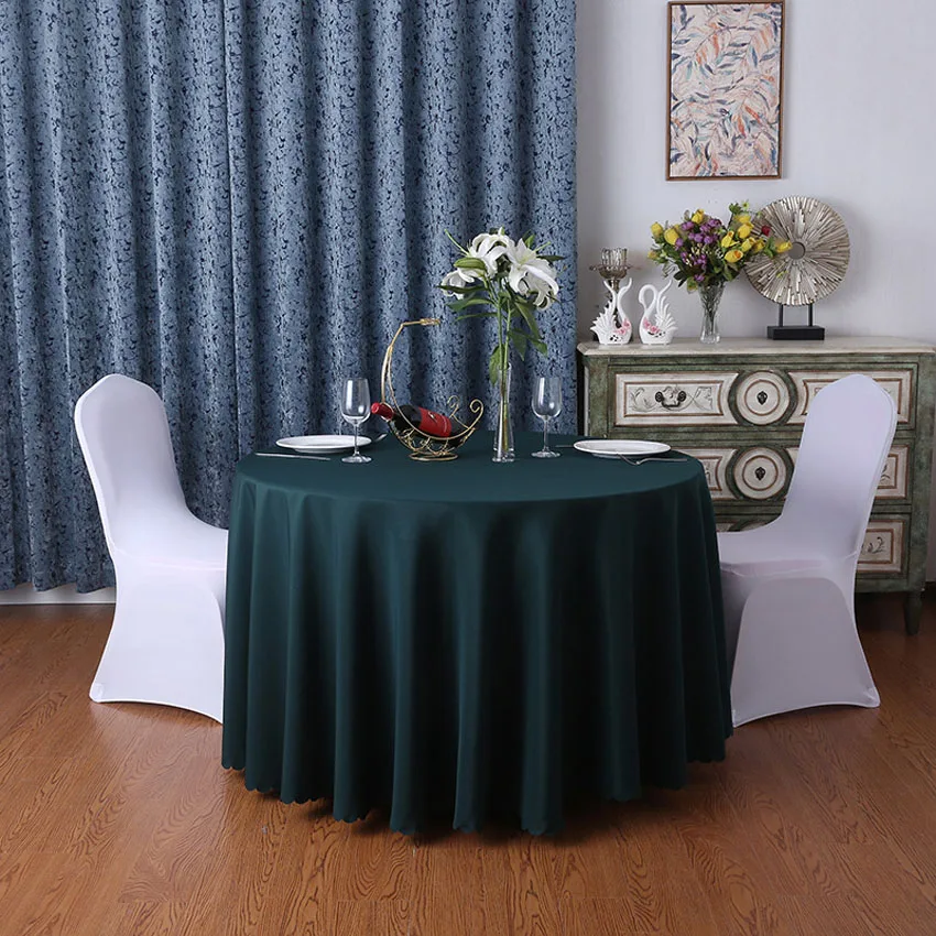 Современный сплошной цвет круглый стол покрытие Пылезащитная скатерть Декор Свадебный обеденный стол мебель Пылезащитная крышка фоновая ткань - Цвет: Dark Green