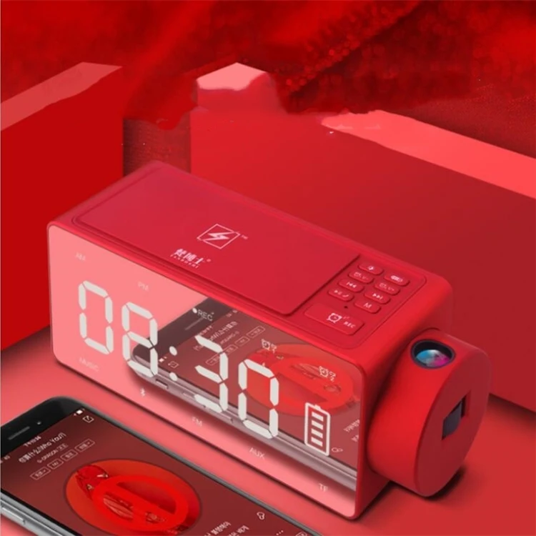 Portable rectangle Wireless Bluetooth Speaker Dual speakers Stereo Subwoofer Support Mobile Phone Wireless Charging TF AUX Mic - Цвет: red