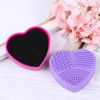 

Practical Cosmetic Brush Cleaning Box 4 Colors Silicone Makeup Brush Cleaners Portable Compact Mini Cleaner Kit Dry Wet Dual Use