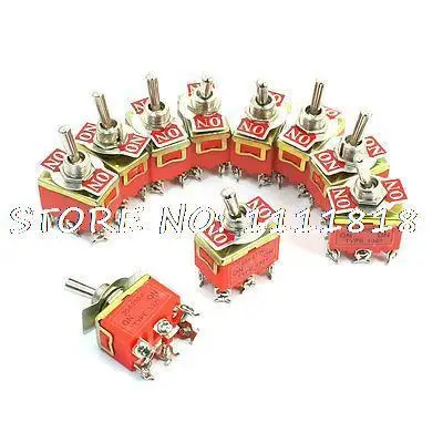 

10 Pcs DPDT ON/ON 2 Position Panel Mount Toggle Switch 250V 25A