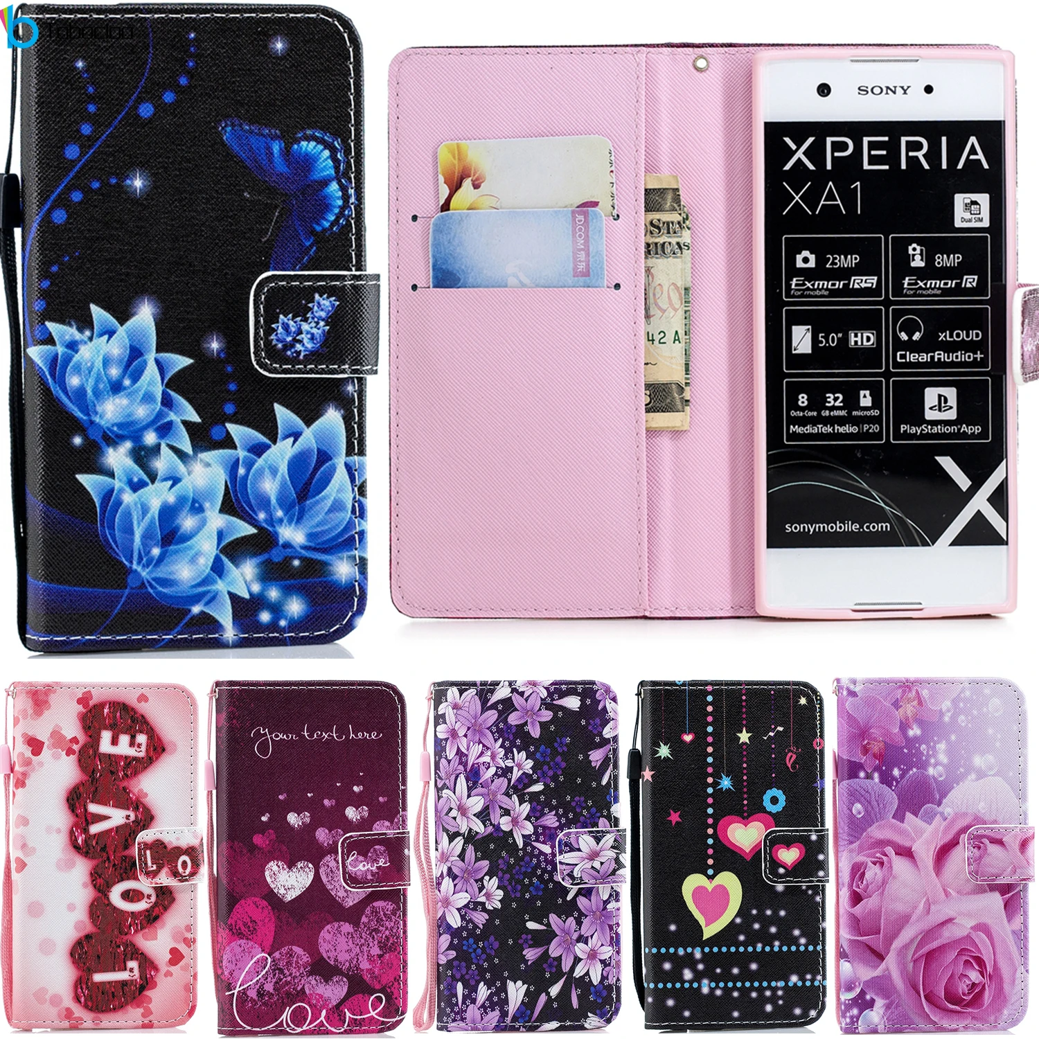 Чехол-бумажник из искусственной кожи для Sony Xperia xa1 Ultra Plus XA2 1 10 XZ1 XZ2 Компактный