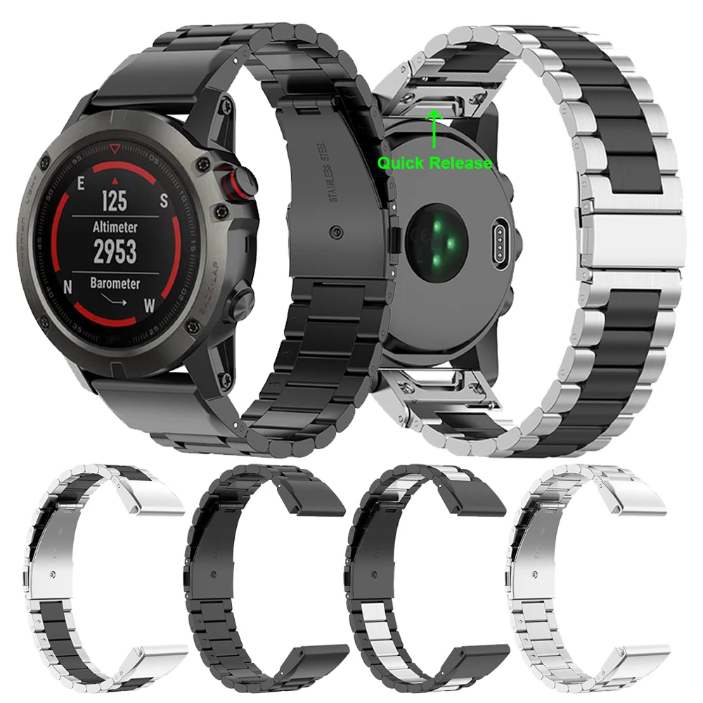Классический металлический ремешок для Garmin Fenix 6 6X Pro быстросъемный браслет 5 5X Plus /