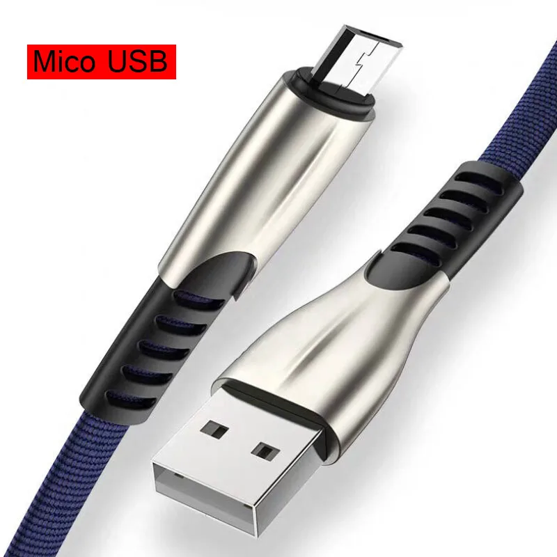 Кабель Micro USB кабель для быстрой зарядки для Android тканый нейлоновый передачи данных 1 м 2 м 3а кабели для мобильных телефонов кабель для быстрой зарядки