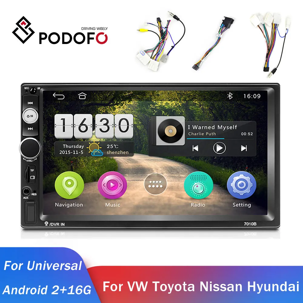 Podofo 2din автомобильное радио Android8.1 GPS Navi WiFi Автомобильный мультимедийный плеер 2DIN 7
