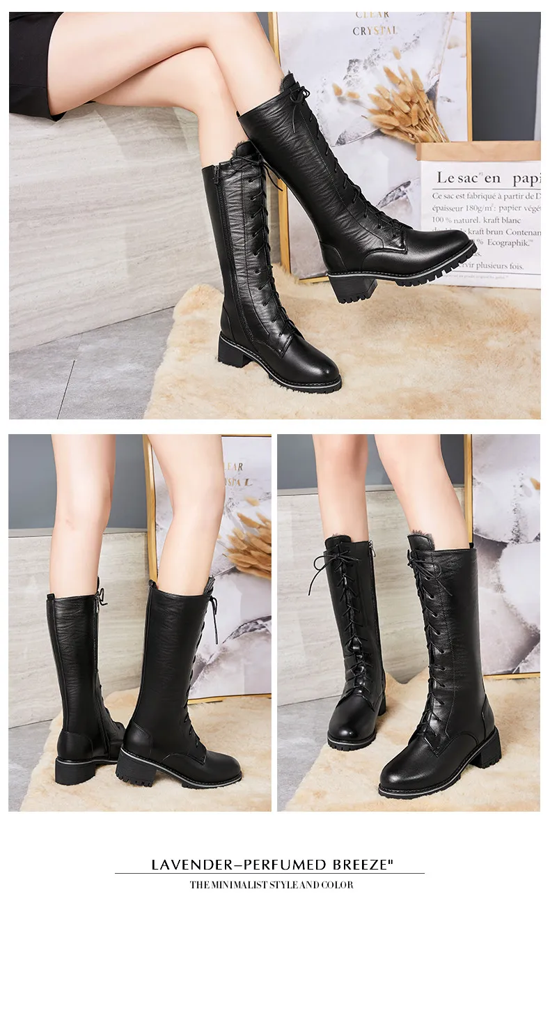 AIYUQI/мотоботы; женские ботинки из натуральной кожи с теплой шерстью; ботинки Martens; женская одежда большого размера; зимние женские ботинки