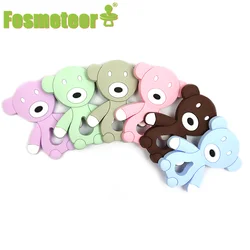 Fosmeteor New Baby Silicone Beads Cartoon Teddy Bear Animal DIY Pacifier Chain Baby Silicone Teether Rodent Molar Toy BPA-Free