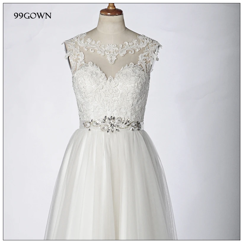 99GOWN белое кружевное длинное платье для подружки невесты без рукавов с вышивкой бисером женские платья для свадебной вечеринки