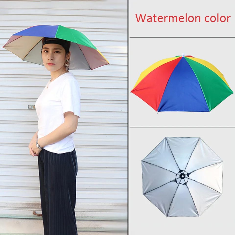 Chapeau Parapluie Pliable – Diamètre ~52 Cm, Réglable, Anti-UV, Pour Golf, Jardinage, Pêche, Randonnée (nylon/polyester)