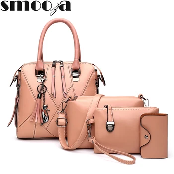 

4pcs Woman Bag Set Fashion Female Purse and Handbag 5 color Four-Piece Leather Shoulder Bags Tote Messenger Bag Coin Purse Flap