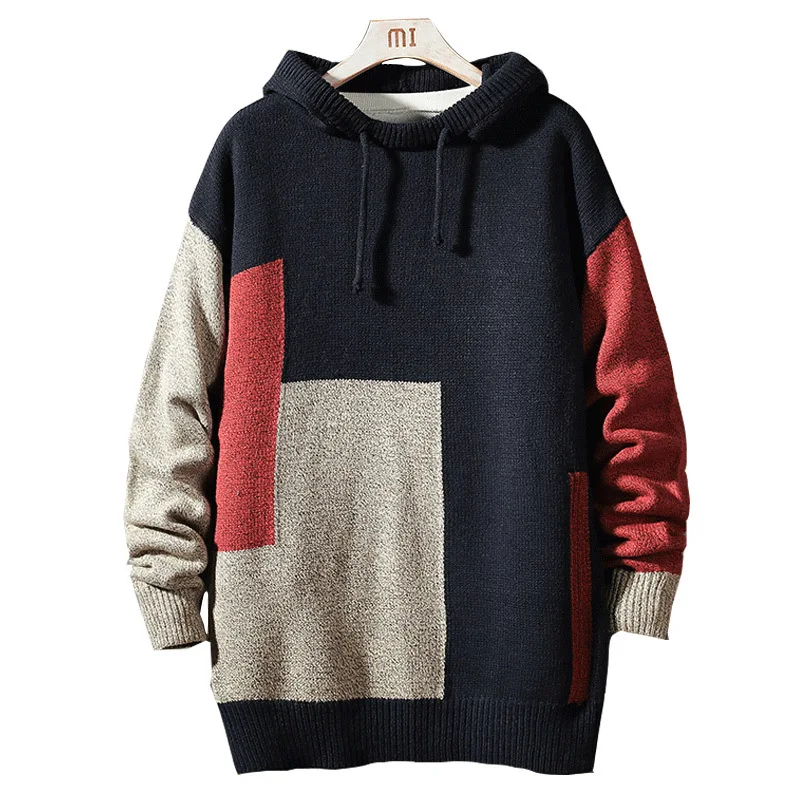 

High Quality Men'S Knitted Sweater Autumn Winter Brand Striped Pullovers Knitwear 2020 Oversize