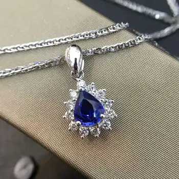 شراءستارفيلد 18K الذهب الأبيض 0.21 قيراط الماس مرصع سري لانكا 0.14g الياقوت قلادة قلادة مع سلسلة للنساء