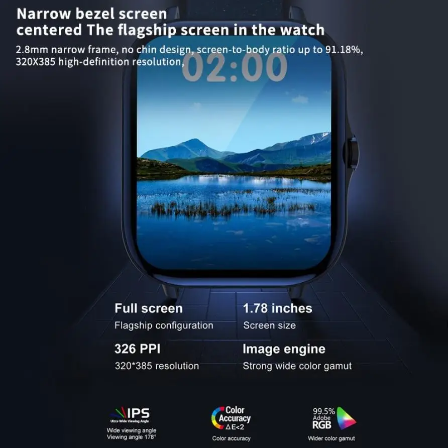 DT94 1.78 inch Bluetooth Call Smart Watch Full Touch Blood Pressure Heart Rate Monitor Smartwatch Wristband for Android IOS