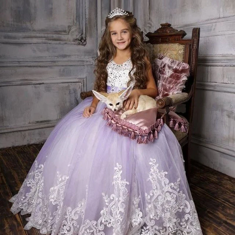 

4-14 years Petticoat + Youth Wedding Evening Children Princess Party Pageant Long Gown Kids Dresses for Girls Formal Clothes