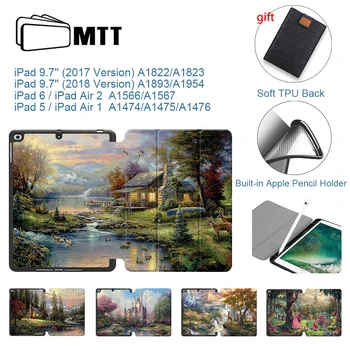 

MTT TPU Soft Back Case For iPad 9.7 inch PU Leather Flip Stand Smart Cover For iPad Air 1 Air 2 Tablet Case With Pencil Holder
