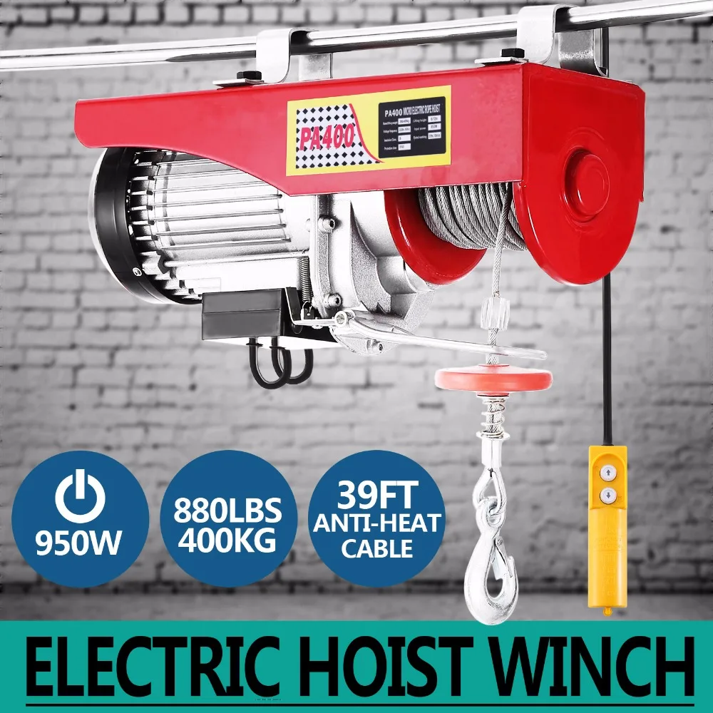 220V Power 200-400KG Scaffold Winch Miniature Electric Workshop Hoist W/ UK Plug 