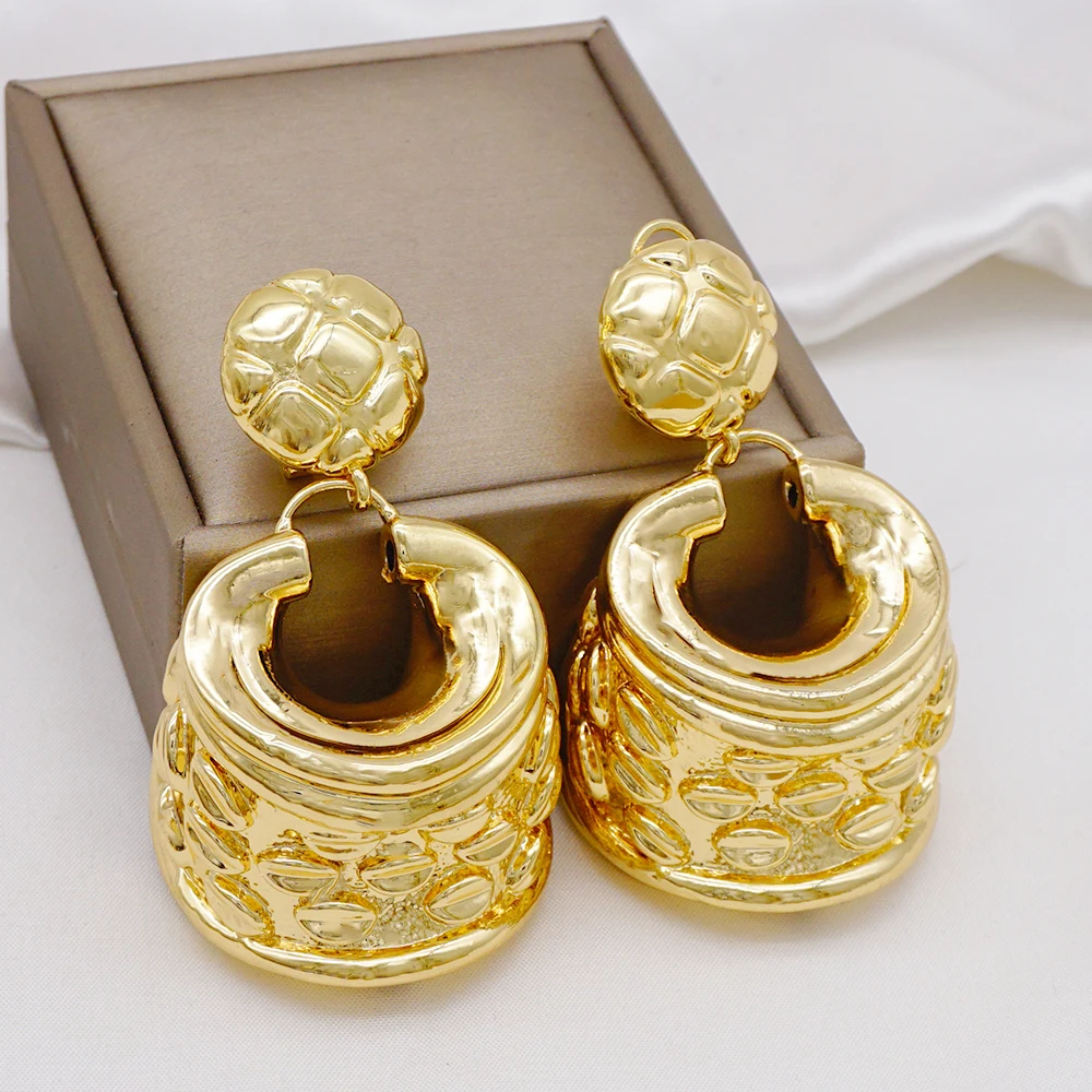 Jewelry Dangle Drop Earring Exquisite African Earrings For Women Party Wedding Jewelry Accessories Big Drop Gold Color Earring