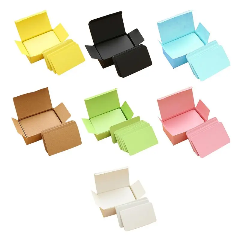 100 piezas tarjetas negras tarjetas blancas en blanco, tarjeta de mensaje cartulina blanca Tarjeta de palabra CardDIY tarjeta de regalo con caja de papel Kraft