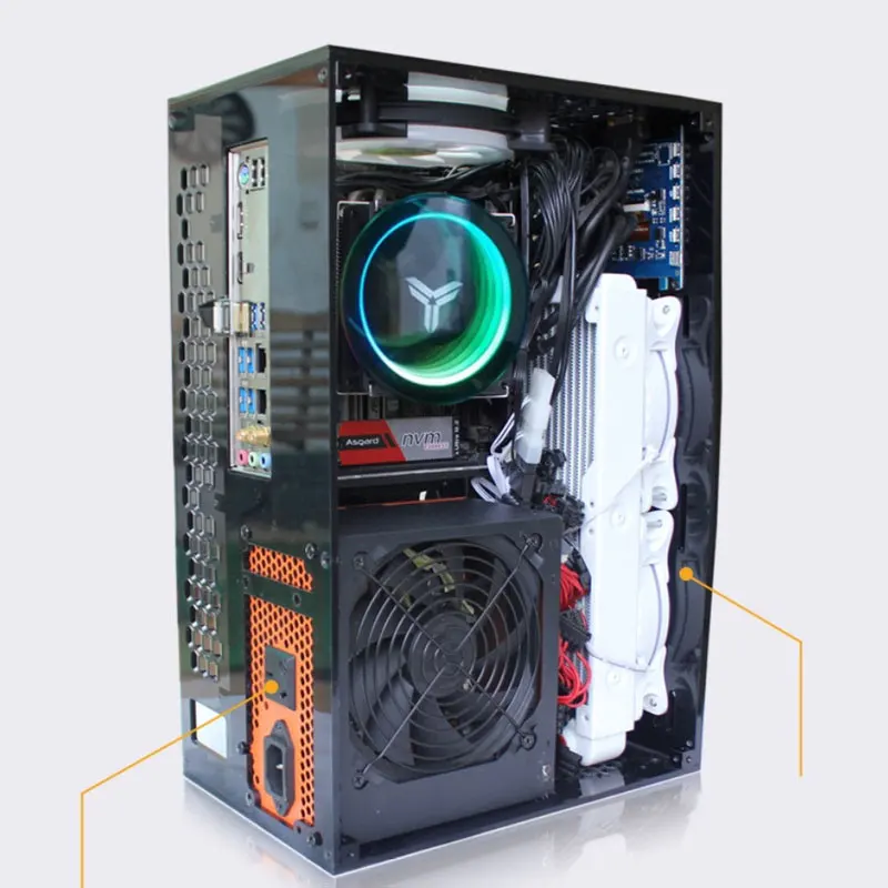 Mini Acryl Computer Case Vertical ITX 14L Supports Long Graphics Card ATX Power Supply 240 280MM Water Cooling PC Box