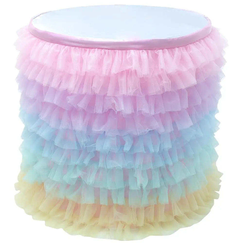 Tulle Lace Table Skirt Cover Baby Shower Birthday Wedding Party Desk Lace Tableware Cloth Party Decoration Tutu Table Skirts