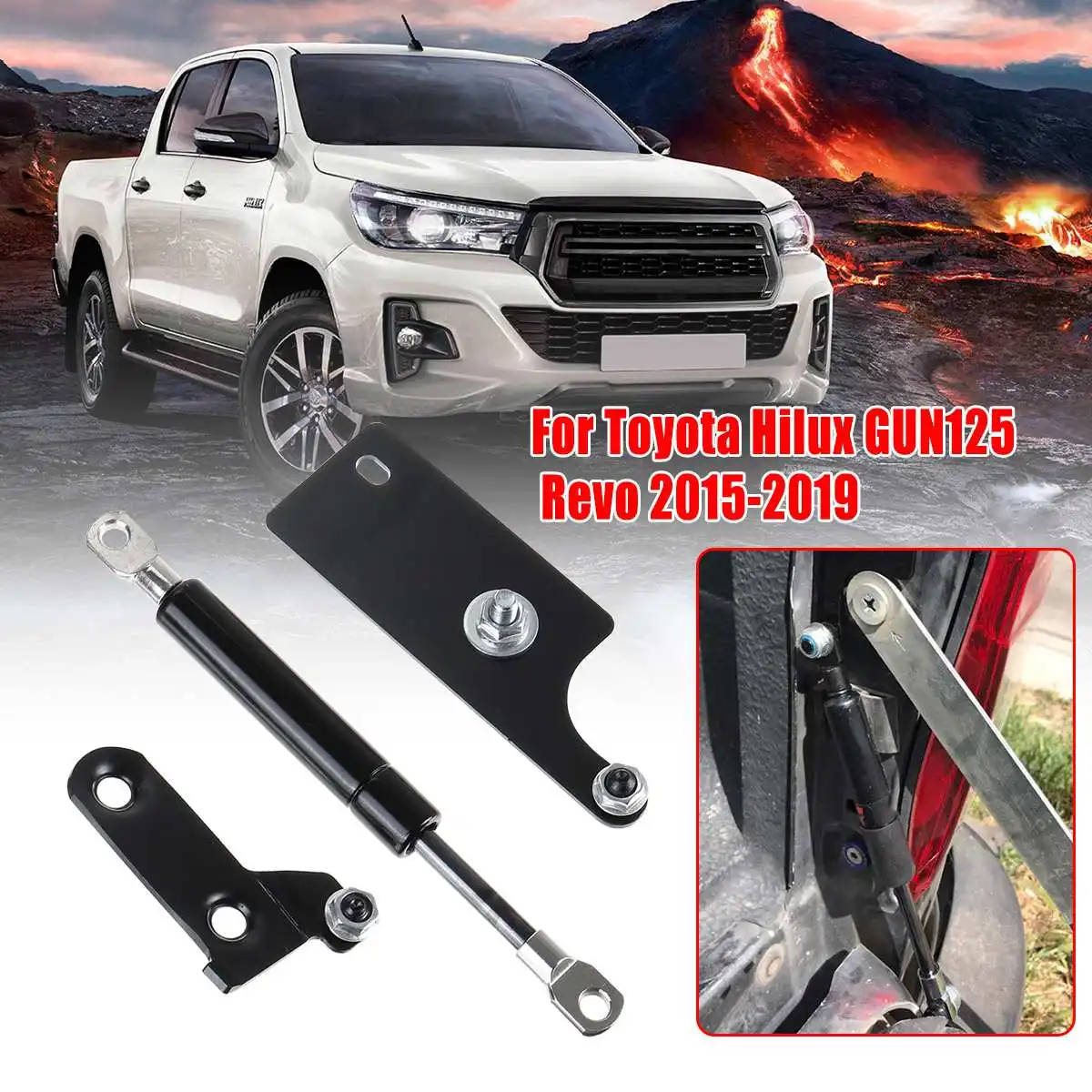 

Pickup Accessories Stainless Rear Tailgate Slow Down Gas Shock Assist Struts Damper For Toyota-Hilux GUN125 Revo 2015-2019